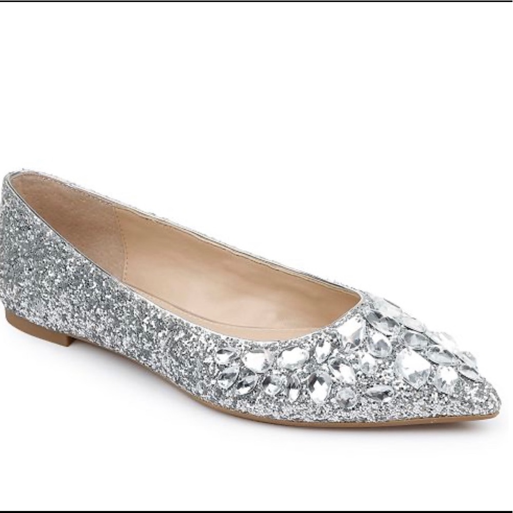 Jewel Badgley Mischka Ulanni Flats Silver 7.5